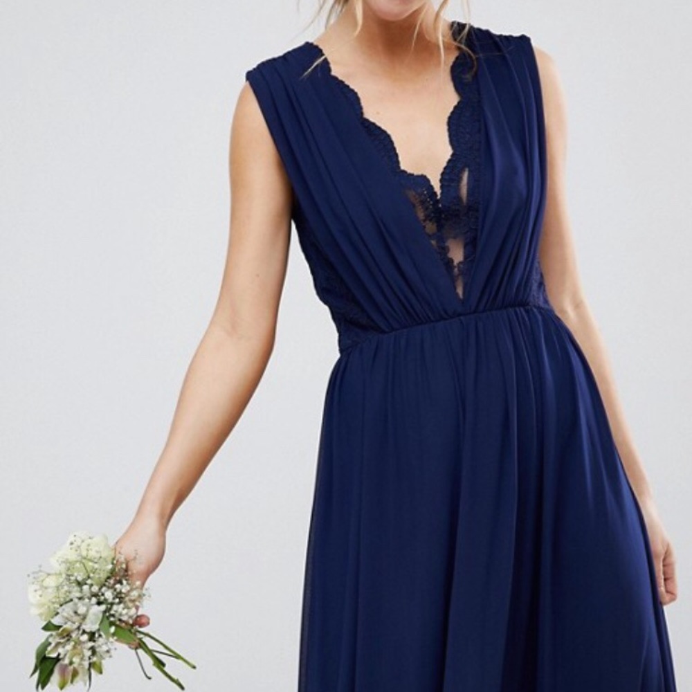 ASOS Blue Maxi Dress with Lace Insert